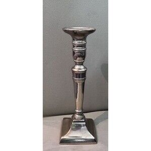 Single Solid Heavyweight Brass Metal Taper Candle Holders Square Base Tall 9.5in